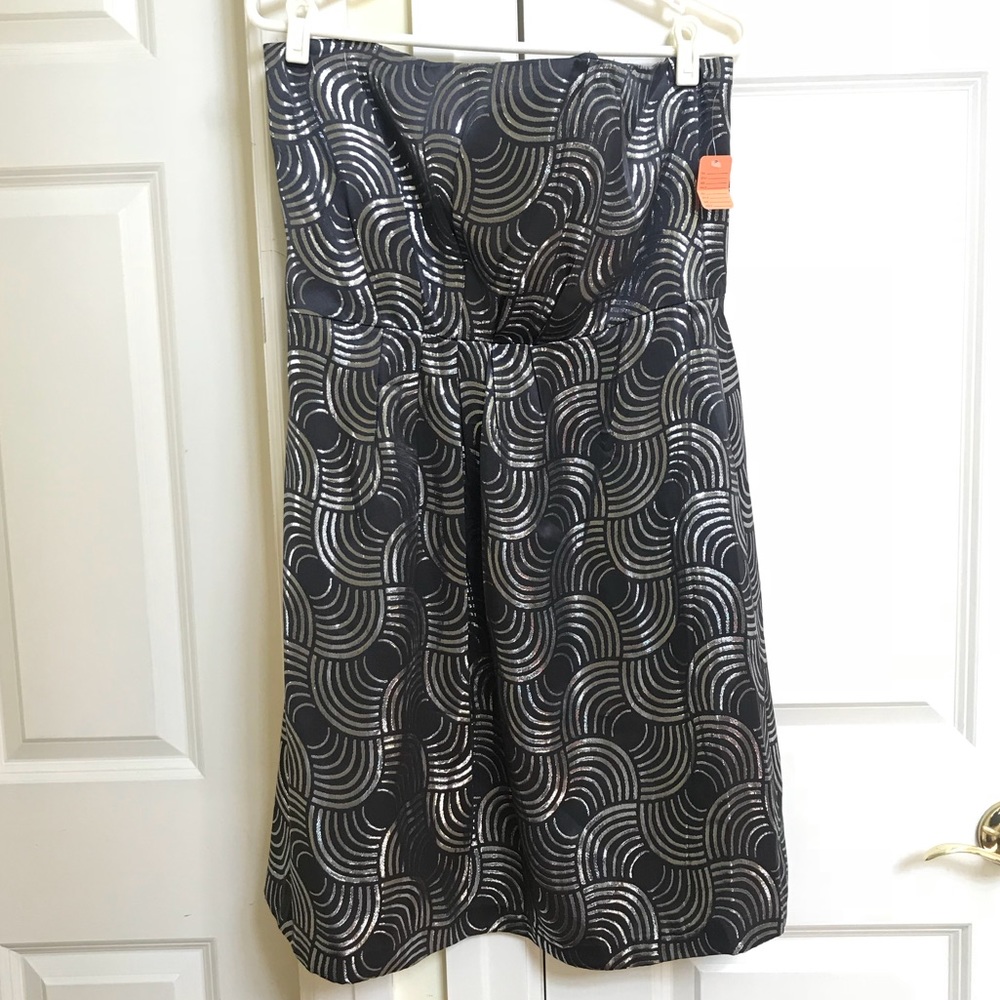 Shoshanna Strapless Metallic Silver & Black Dress - Picture 4 of 8